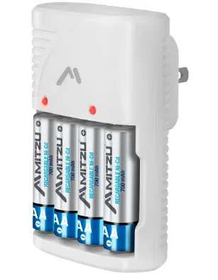 [MC-210] CARGADOR PARA PILA AA,AAA Y 9V INCLUYE 4 PILAS AA 700MAH MITZU