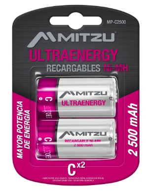 [MP-C2500] PILA TIPO C RECARGABLE 2PZAS 2500MAH MITZU