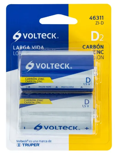 [46311] PILA TIPO D 2PZAS CARBON VOLTECK