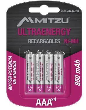 [MNM-4XAAA850] PILA AAA RECARGABLE 4PZAS 850MAH MITZU