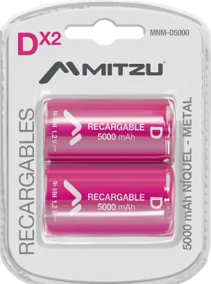 PILA TIPO D RECARGABLE 2PZAS 5000MAH MITZU